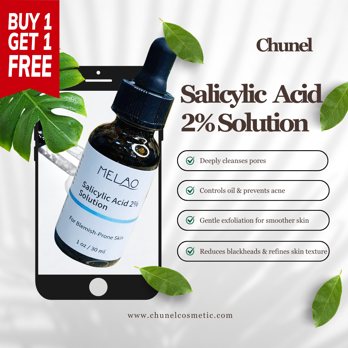 SalicylicI Acid 2% Serum Mild Peel Acne Scrs Clarifying Pores Sebum